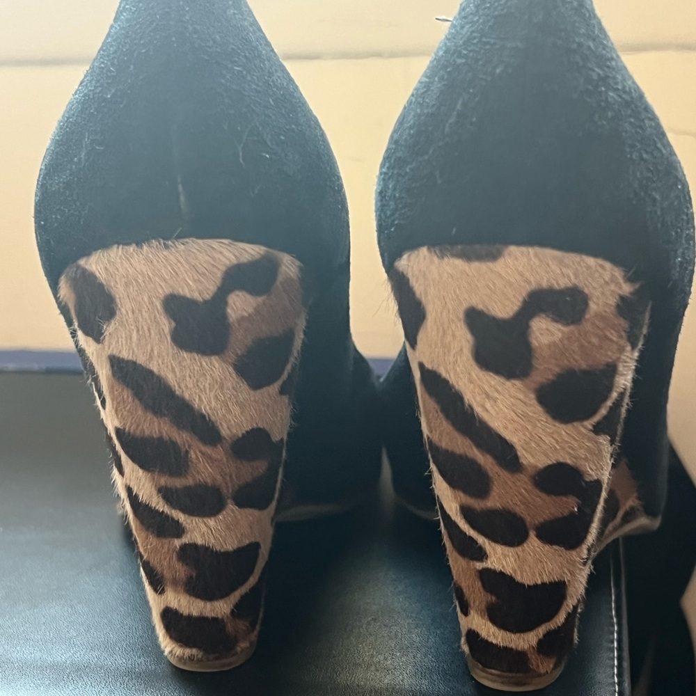 Giuseppe Zanotti Black and Leopard Print Heels - Picture 1 of 5